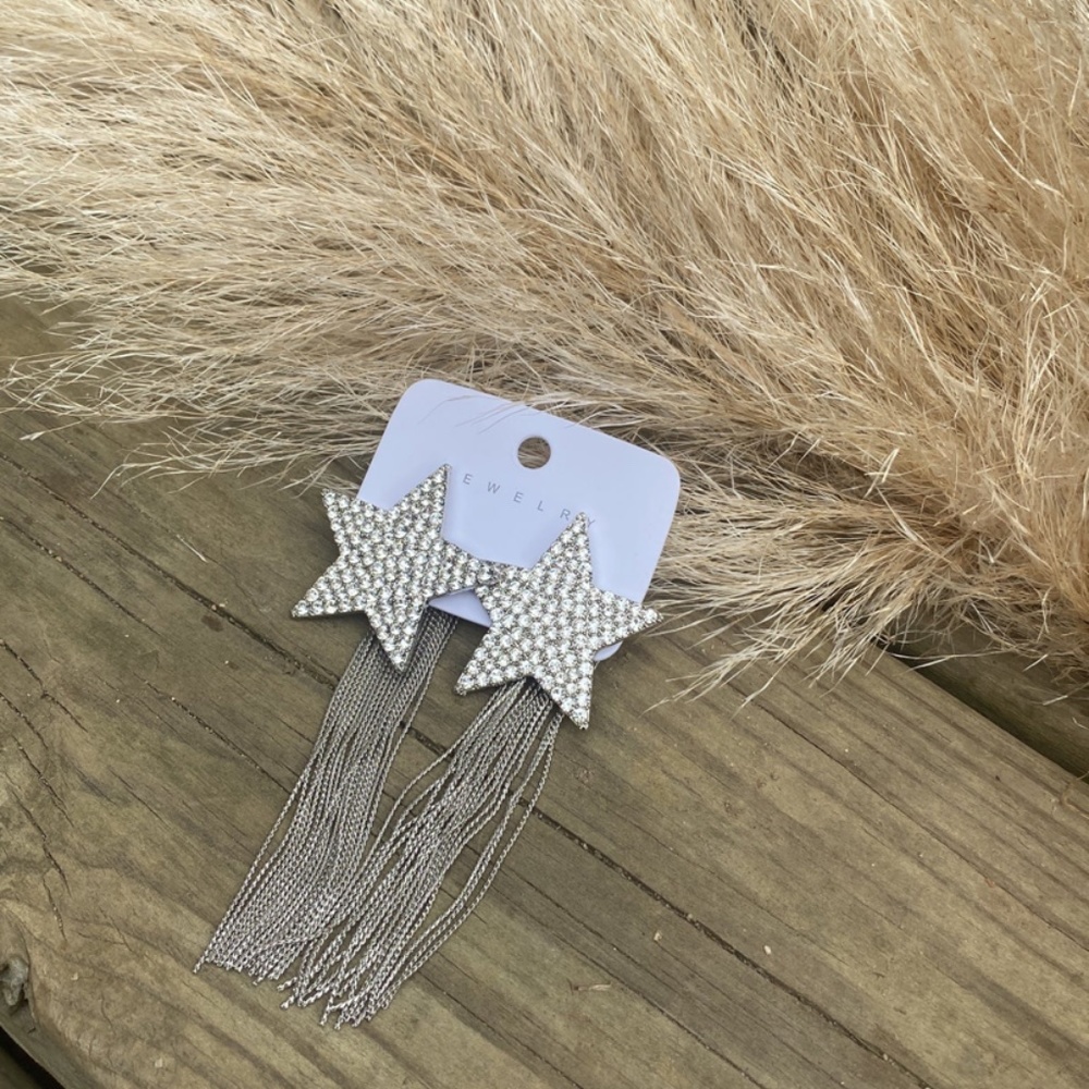 Rhinestone Diamond Tassel Earrings